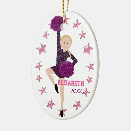 Blonde Braid Pom Squad Persoonlijke Keepomwille Keramisch Ornament (Links)