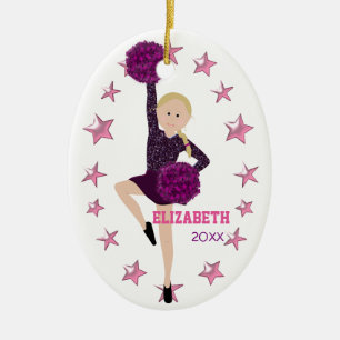 Blonde Braid Pom Squad Persoonlijke Keepomwille Keramisch Ornament