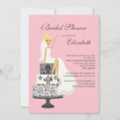 Blonde Bridal Shower Uitnodiging Roze grijs (Voorkant)