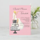 Blonde Bridal Shower Uitnodiging Roze grijs (Staand voorkant)