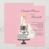 Blonde Bridal Shower Uitnodiging Roze grijs (Voorkant / Achterkant)