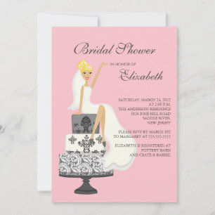 Blonde Bridal Shower Uitnodiging Roze grijs