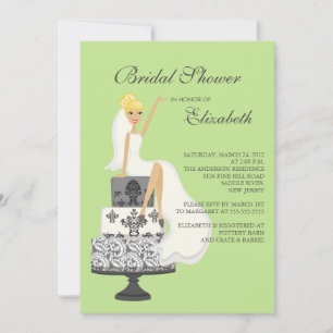 Blonde Bride Bridal Shower Invitation Green Grey Kaart
