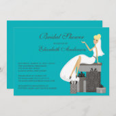 Blonde Bride Bridal Shower Invitation Turquoise Kaart (Voorkant / Achterkant)