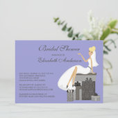 Blonde Bride Bridal Shower Uitnodiging Paars grijs (Staand voorkant)