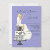 Blonde Bride Bridal Shower Uitnodiging Paars grijs (Voorkant)