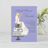 Blonde Bride Bridal Shower Uitnodiging Paars grijs (Staand voorkant)