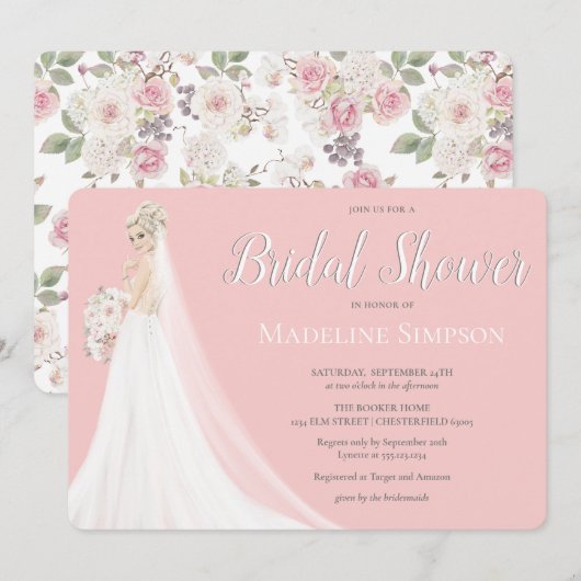 Blonde Bride Wedding Gown Vrijgezellenfeest Kaart (Voorkant / Achterkant)