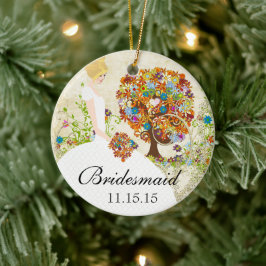 Blonde Bridesmaid Gifts Flower Tree Keramisch Ornament