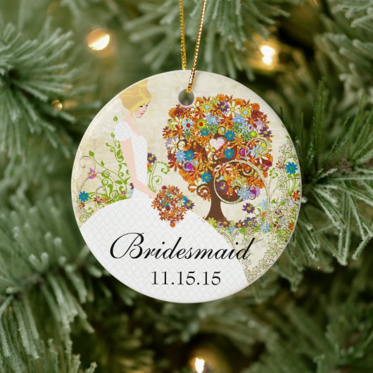 Blonde Bridesmaid Gifts Flower Tree Keramisch Ornament (Boom)