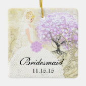 Blonde Bridesmaid Gifts Lavender Heart Leaf Tree Keramisch Ornament (Voorkant)