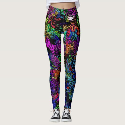 Blonde & Broke - Gepatterde Leggings - Witte Logo (Voorkant)