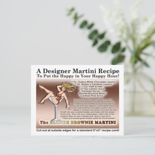Blonde Brownie Martini Recept Briefkaart (Staand voorkant)
