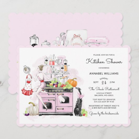 Blonde Bruid Retro Bruids Keuken Douche Kaart (Voorkant / Achterkant)