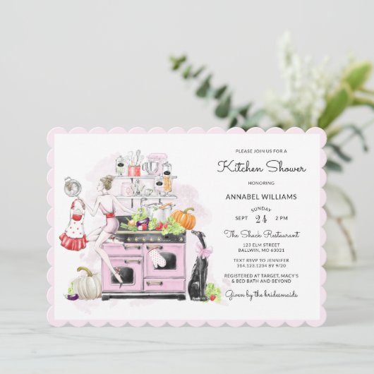 Blonde Bruid Retro Bruids Keuken Douche Kaart (Staand voorkant)