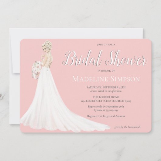 Blonde bruid trouwjurk Vrijgezellenfeest Kaart (Voorkant)