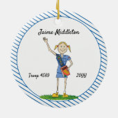 Blonde Cadette Girl Scouting Blue Stripe Keramisch Ornament (Achterkant)