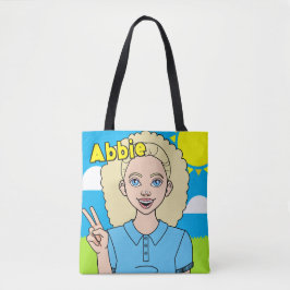 Blonde Cartoon Girl School Student Name Library Tote Bag