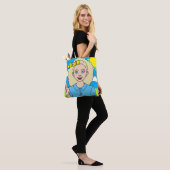 Blonde Cartoon Girl School Student Name Library Tote Bag (Op model)