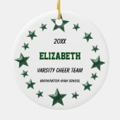 Blonde Cheer Green & White Pom Poms Keramisch Ornament (Achterkant)