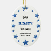 Blonde Cheer Squad in zwart, blauw en wit Keramisch Ornament (Achterkant)