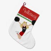 Blonde Cheerleader in het rood en het zwart Grote Kerstsok (Voorkant (Hangend))