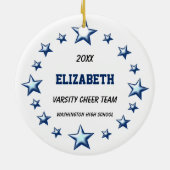 Blonde Cheerleader Pom Poms in Blue & Black Keramisch Ornament (Achterkant)