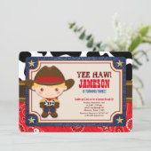 Blonde Cowboy Western Oude West Birthday Kaart (Staand voorkant)