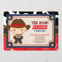 Blonde Cowboy Western Oude West Birthday Kaart