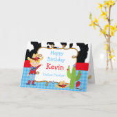 Blonde Cowboy Westerne Birthday Party Kaart (Gele Bloem)