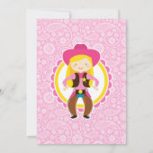 Blonde Cowgirl Birthday Party Kaart (Achterkant)