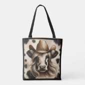 Blonde Cowgirl Grappig Tote Bag (Achterkant)