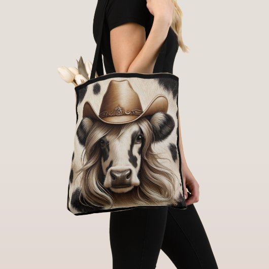 Blonde Cowgirl Grappig Tote Bag (Dichtbij)