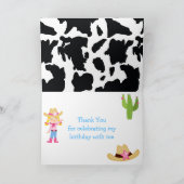 Blonde Cowgirl Westerne Birthday Party Bedankkaart (Binnen)