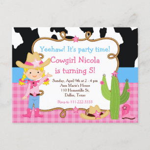 Blonde Cowgirl Westerne Birthday Party Briefkaart