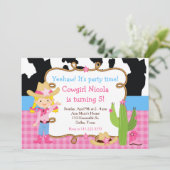 Blonde Cowgirl Westerne Birthday Party Kaart (Staand voorkant)