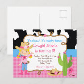 Blonde Cowgirl Westerse Verjaardagsfeest Briefkaart (Voorkant / Achterkant)