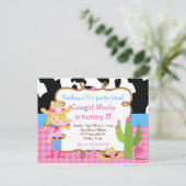 Blonde Cowgirl Westerse Verjaardagsfeestje Briefkaart (Staand voorkant)