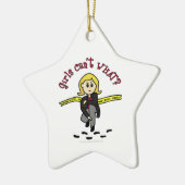 Blonde CSI Girl Keramisch Ornament (Links)