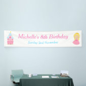Blonde Cute Princess en Dragon Birthday Party Spandoek (Beurs)
