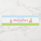 Blonde Cute Princess en Dragon Birthday Party Waterfles Etiket (Enkel label)