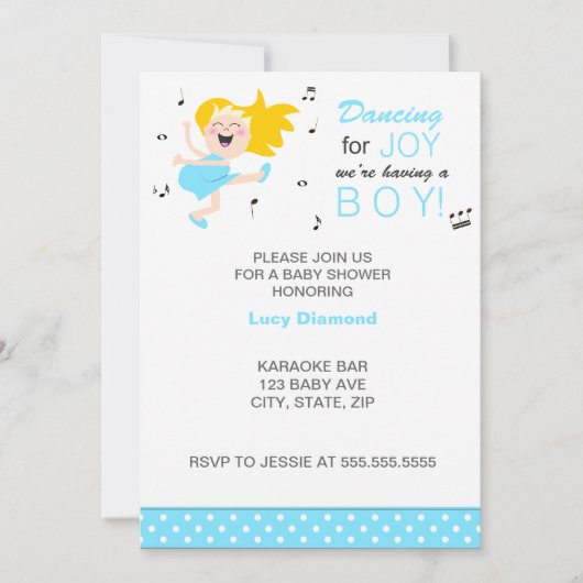 Blonde Dansend voor het leuke baby shower van de b Kaart (Voorkant)