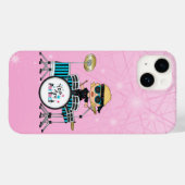 Blonde Drummer Girl met sterren op roze Case-Mate iPhone Case (Achterkant (horizontaal))
