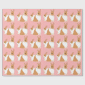 Blonde Dutch Rabbits Pattern Pink Wrapping Paper Cadeaupapier (Vlak)