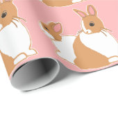 Blonde Dutch Rabbits Pattern Pink Wrapping Paper Cadeaupapier (Rol Hoek)