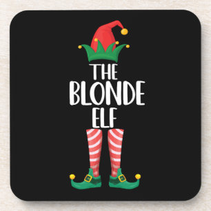 Blonde Elf bijpassende gezins Kerst Elf-feest Bier Onderzetter