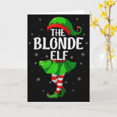 Blonde Elf Christmas Girls Women Elf Squad Xmas Fa Kaart (Gele Bloem)