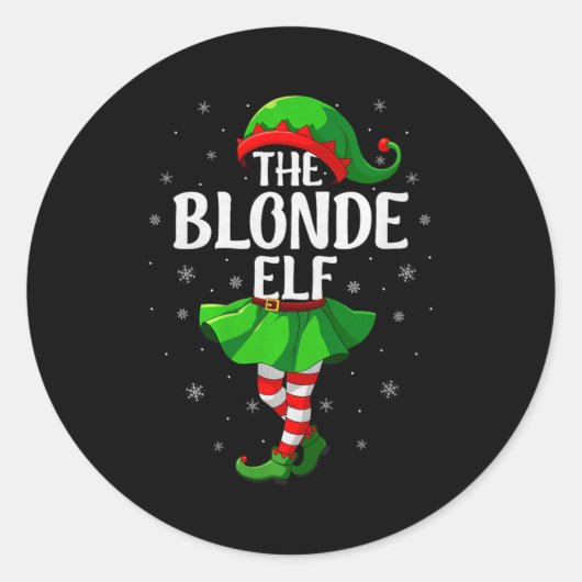 Blonde Elf Christmas Girls Women Elf Squad Xmas Fa Ronde Sticker (Voorkant)