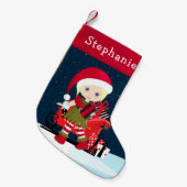 Blonde Elf Girl met Rudolph Kerststop Kleine Kerstsok (Voorkant (Hangend))