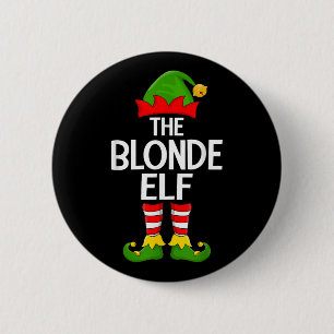Blonde Elf Kerstmis Matching Family Elf Squad Kers Ronde Button 5,7 Cm
